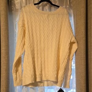 Zaful Cream Cable-Knit Scoop Neck Sweater NWT